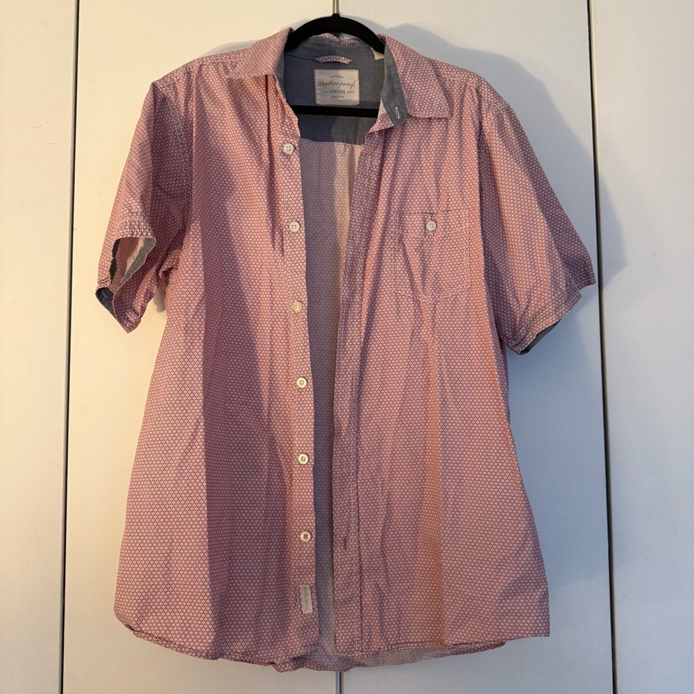 Make an offer! Weatherproof Pink Red Short Sleeve Button Down Shirt Men Size XL